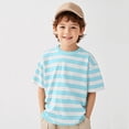 thumbnail image 2 of Akiihool T-Shirts Unis pour Garçons T-Shirts à Manches Courtes d'Été à Col Rond pour Enfants une Pièce (Bleu Pâle, 13-14 Ans), 2 of 4