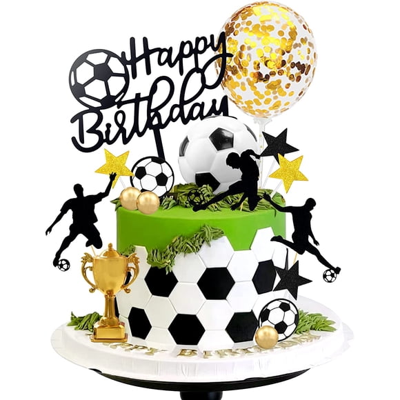 WJCA 28 PCS Soccer Cake Hats & Player Toppers - Sports Themed Cake Decorations for Football Birthday Party, Kids Soccer Party Supplies