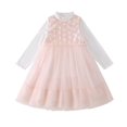 thumbnail image 1 of LOVZFMLL Girls' Summer Short Sleeve Ruffled Lace Round-Neck Embroidery Mesh Princess Bow Skirt, 1 of 8