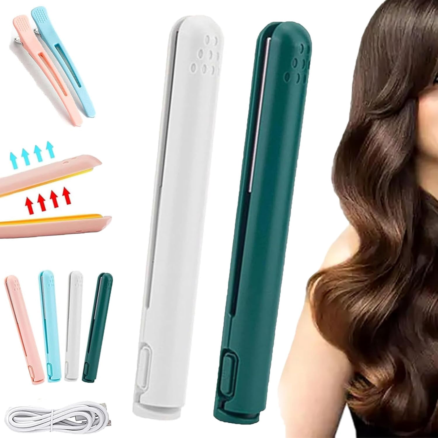 Ceramic Mini Hair Curler, Dual Glam Mini Dual Purpose Curling Iron, Dualglam Mini Curling Iron, for Travel Home