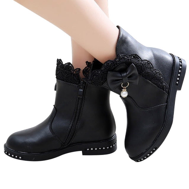 Rollback $10 & under Mrasaso Kids Shoes Fall Princess Soft Sole Middle School Students' Black Performance Shoes