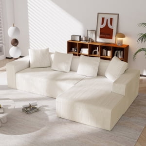 Fully compressed boneless sofa, cloud combination sofa with L-shaped chaise longue, modern modular sofa with deep seats, pillow sofa for living room and bedroom