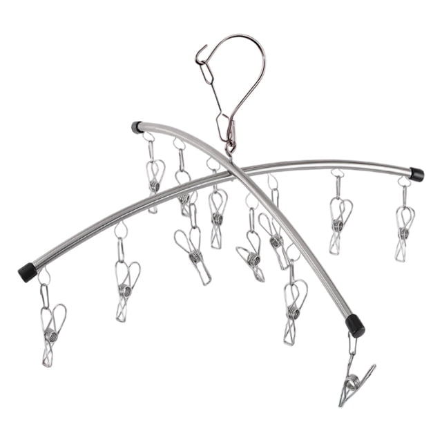 TIELUTT Functional Windproof Sock Clip Clothesline with 10 Clips Portable Folding Sock Rack Underwear Saw Horses Folding an Fitting Vise Utility Clips for Keys Clamp Lights for Workshop Workmate 425
