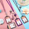 thumbnail image 3 of New Rhinestone Badge Holder ID Lanyard Bling Crystal Necklace Strap Badge Card Holder Protector Case Retractable Hanging Rope Pink-Horizontal card, 3 of 6