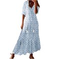 thumbnail image 1 of Penkiiy Women Boho Summer Dress 2024 Frill Short Sleeve Tassel V Neck Ruffle Flowy A-Line Maxi Dresses L Sky Blue, 1 of 6