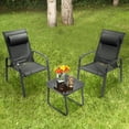 thumbnail image 1 of Costway Ensemble Bistro de Patio 3 Pcs Dossier Réglable Chaises Empilables Noir, 1 of 10