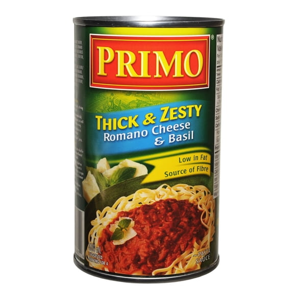 Primo Sauce pour Pâtes Épaisse et Relevée au Fromage Romano et au Basilic