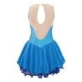 thumbnail image 2 of Nyeemya Kid Girls Ice Figure Skating Costume Patchwork Color Mesh Leotard Dress for Dance Performance Light Blue 10, 2 of 6