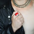 thumbnail image 3 of Stainless Steel Artificial Cat Eye Stone Ring Titanium Steel Ring, 3 of 3