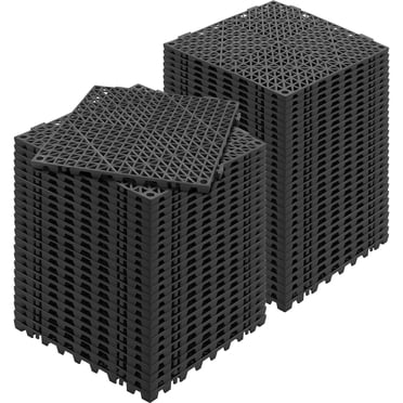 VEVOR Carreaux Emboîtables 55 Pcs Noirs, Carreaux de Drainage 12 Pouces x 12 Pouces à Emboîter, Carreaux de Plancher de Drainage en PVC Souple, Trous de Drainage Antidérapants pour Toilettes, Salle de Bain, Cuisine, Piscine, Zones Humides