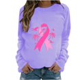 thumbnail image 3 of QATAINLAV Chandail de Sensibilisation au Cancer du Sein pour Femmes, Chemises à Ruban Rose, Chandail Décontracté à Col Rond, Hauts à Enfiler, Blouse à Manches Longues pour l'Extérieur, Rentrée Scolaire, Ventes Prime, Violet G, 3 of 5