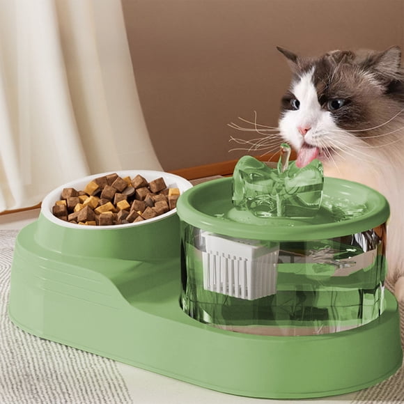 Cat Bowl Two In One Drinking Water Feeder, Xinsrenus Pet Automatic Circulating Water Dispenser, Neck Protector Tilted Bowl Non-Slip Weighted Base, Large Bowl Mouth Easy Clean Plastic Cat Water