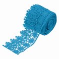 thumbnail image 1 of Uxcell 3.14 inch Wide 5 Yard Lace Ribbon Floral Pattern Blue Embroidered Lace Trim for Sewing Making, Gift Wrapping, 1 of 5