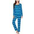thumbnail image 2 of Timegard Pajamas Sets for Women 2 Piece Stripted Long Sleeve V Neck Ruched Top and Pants Fall Pjs Outfits, 2 of 5