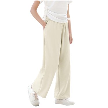 LIaqionyy Pantalon à Jambe Grand pour Filles, Doux, Fluide, Ample, pour Enfants, Pantalon Léger, Décontracté, Plage, Détente