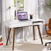 EDTara Computer Desk with Drawer, Wood Writing Home Desk, Modern Simple Study Desk, Suitable for Home Office, Living Room, Bedroom, Apartment
