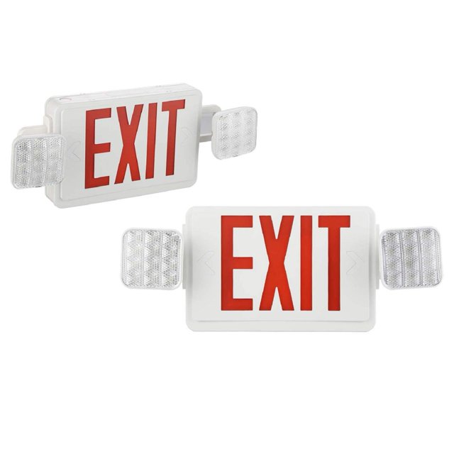 SPECTSUN 2 Packs Panneau de Sortie LED Rouge avec Batterie de Secours, Panneau de Sortie Rouge avec Lumières d'Urgence, Panneau de Sortie de Secours LED avec Batterie de Secours, UL Listed, AC 120/277VC