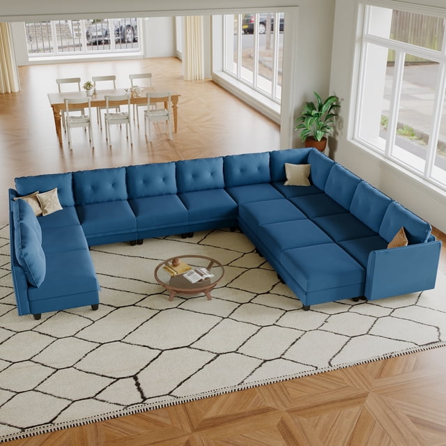 LLappuil Canapé Sectionnel Modulaire, Canapé Sectionnel Modulaire Surdimensionné 14 Places avec Rangement, Canapé en Velours Imperméable et Anti-Rayures pour Salon