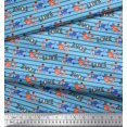 thumbnail image 2 of Soimoi Blue polyester Crepe Fabric Stripe & Love Text Print Fabric by Yard 52 Inch Wide, 2 of 5