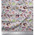 thumbnail image 1 of Soimoi Poly Georgette Fabric Scissor,Buttons & Machine Sewing Print Fabric by Yard 42 Inch Wide, 1 of 3