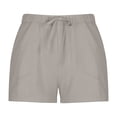 thumbnail image 4 of Mrat Cotton Linen Shorts for Woman Drawstring Elastic Waist Shorts Comfy Shorts 5 Inch Inseam Beach Short with Pockets S-36 Gray S, 4 of 8