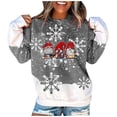 thumbnail image 2 of EGNMCR Chandail de Noël pour Femmes, Hiver, Col Rond, Imprimé de Noël, Manches Longues, Hauts Imprimés, Blouse Régulière, 2 of 5