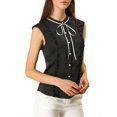 thumbnail image 2 of INSPIRE CHIC Women's Tie Neck Cap Sleeve Button Down Ruffle Summer Shirt, 2 of 6