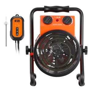 KFFKFF Greenhouse Heater, 1500W Electric Space Heater with Thermostat, Heating Tube Element, 25° Adjustable Angle, IPX4 & Overheat Protection