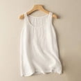 thumbnail image 2 of Yuyuzo Débardeurs pour Femmes en Coton et Lin Col Ras du Cou Camisoles Chemises Sans Manches Blouses Été Débardeur Basique, 2 of 4