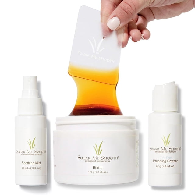 Sugar Me Smooth Bikini Sugar Wax Kit – Gentle On Skin And Less Painful Hair Removal In A Simple System For At-Home Brazilian, No Strips, No Heat