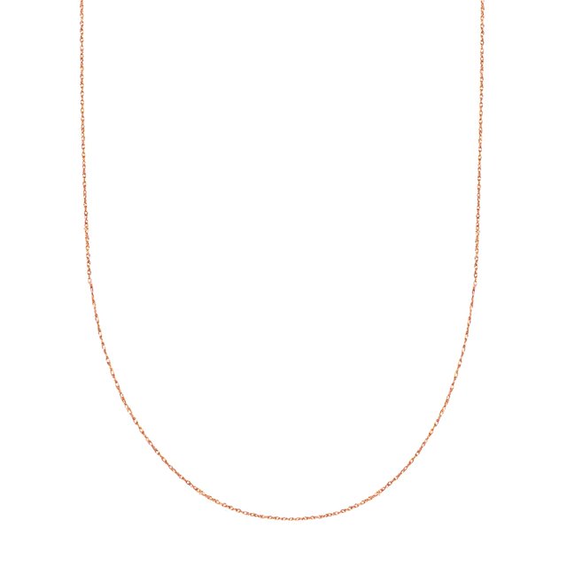 10k Rose Gold Rope Chain Necklace, 0.5mm, 16"
