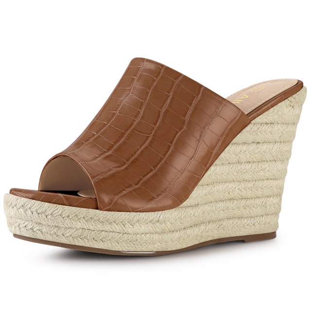 BLISSFUL STEP Women's Slip-On Platform Wedge Heel Wedge Sandals