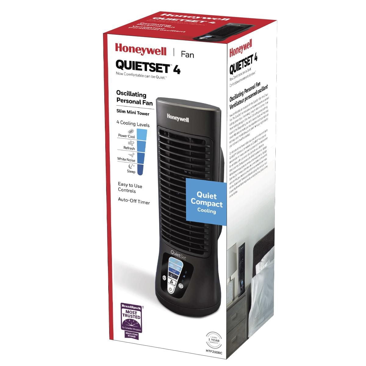 Honeywell HTF210BC Quietset 4 ventilateur personnel oscillant