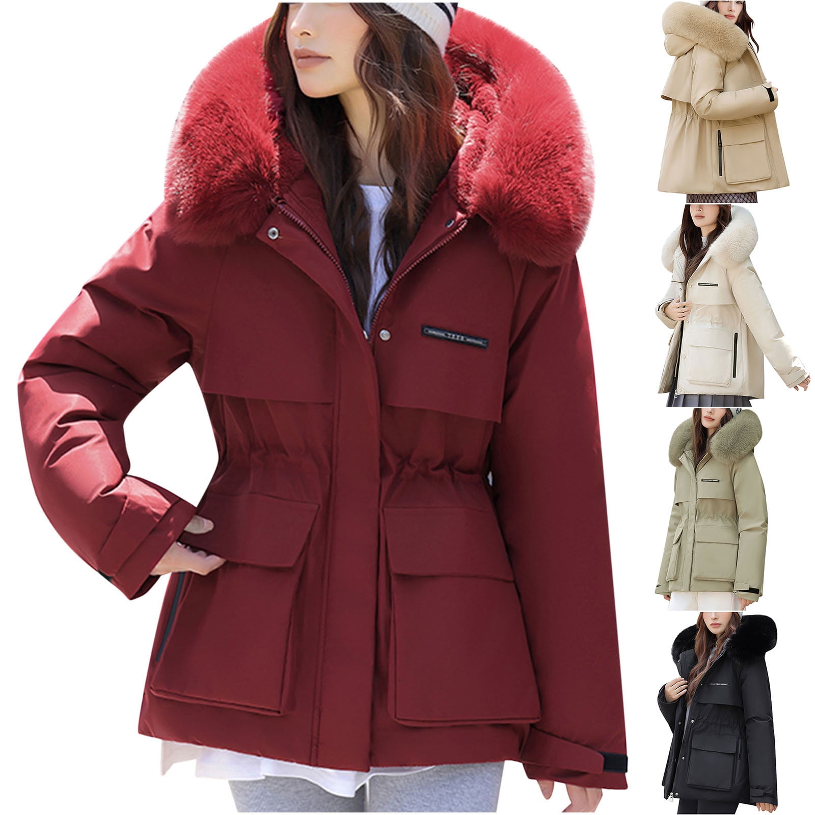 UPPADA Womens Winter Cropped Puffer Jackets Hooded Zip up Short Warm Puffer Coats Quilted Jackets Outerwear with Pockets,Puffer Jacket Green,M