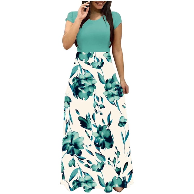 Cameland Robe Longue Décontractée de Plage pour Femme, Imprimé Floral Teinture sur Nœuds Coloré