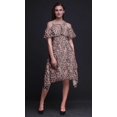 thumbnail image 3 of Bimba Pink Geometric Print Flutter Sleeve Womens Party Tunic Cold Shoulder Midi Dress - Medium, 3 of 6