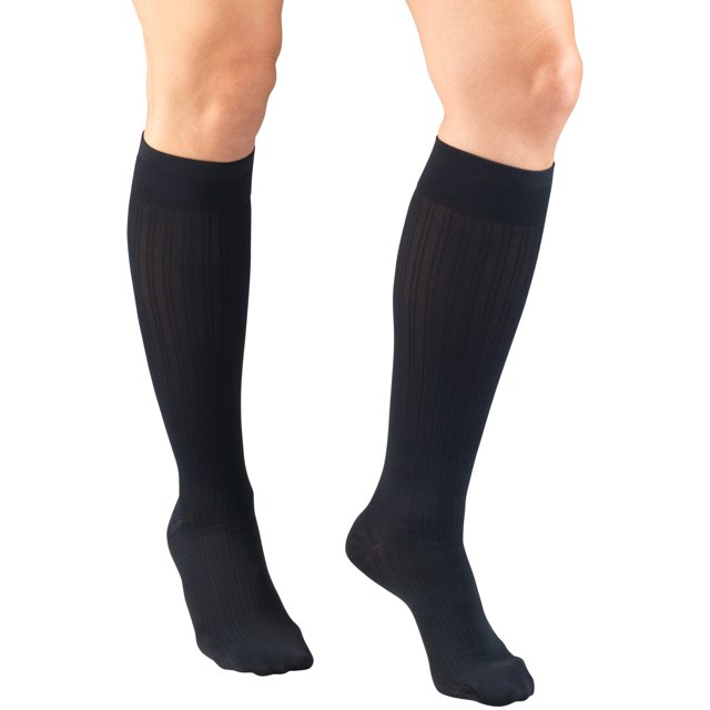 Truform Knee High Trouser Socks, Rib Pattern: 15 - 20 mmHg, Navy, X-Large