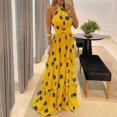 thumbnail image 1 of Heliisoer Robe Longue de Plage pour Femmes à Imprimé Tropical, Dos Nu à Col Licou, 1 of 3