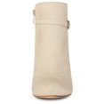 thumbnail image 2 of Unique Bargains Bottines à Talon Épais à Bout Rond avec Boucle pour Femme Beige US 7.5, 2 of 6