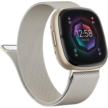 REQO Metal Band for Fitbit Sense 2 / Sense Bands, Fitbit Versa 4 / Versa 3 Bands Women Men, Stainless Steel Mesh Magnetic Replacement Bracelet Strap Compatible for Fitbit Sense 2 / Versa 4 Smartwatch