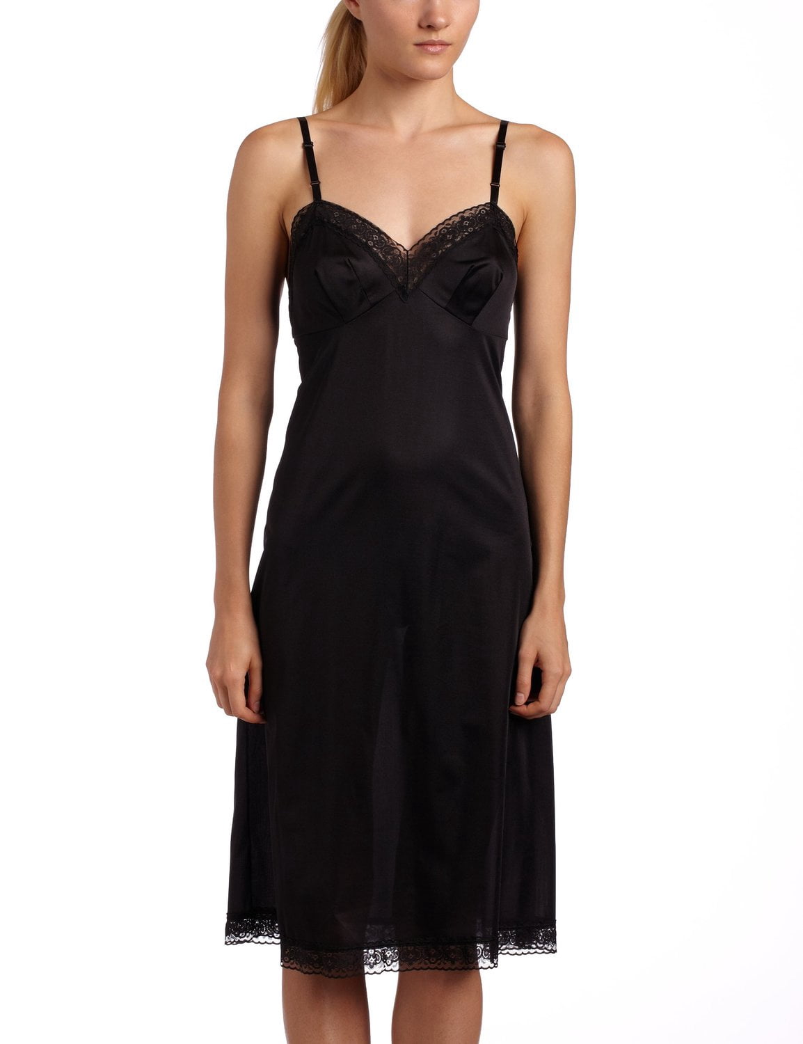 Vanity Fair Womens Rosette Lace Full Slip, 36-26 Length, Midnight Black