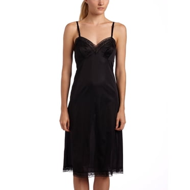 Vanity Fair Womens Rosette Lace Full Slip, 34-26 Length, Midnight Black