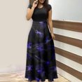thumbnail image 1 of TIMIFIS Robe Maxi d'Halloween pour Femme à Manches Courtes, Cosplay d'Halloween, Robe de Fête Évasée en Ligne A, Vintage, d'Halloween, d'Horreur, Imprimée de Citrouilles, Robe de Bal de Fête Automne/hiver, 1 of 5