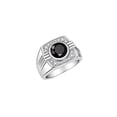 thumbnail image 3 of RYLOS Mens Rings 14K White Gold Designer Round Gemstone &  Sparkling Diamond Ring Onyx October Birthstone Rings For Men, Men's Rings, Gold Rings Sizes 8 - 13, 3 of 7