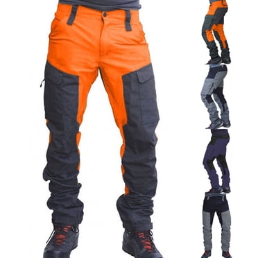 Styesk Men's Pants Men's Casual Multi-Pocket Work Pants Fashion Zipper Straight Leg Pants