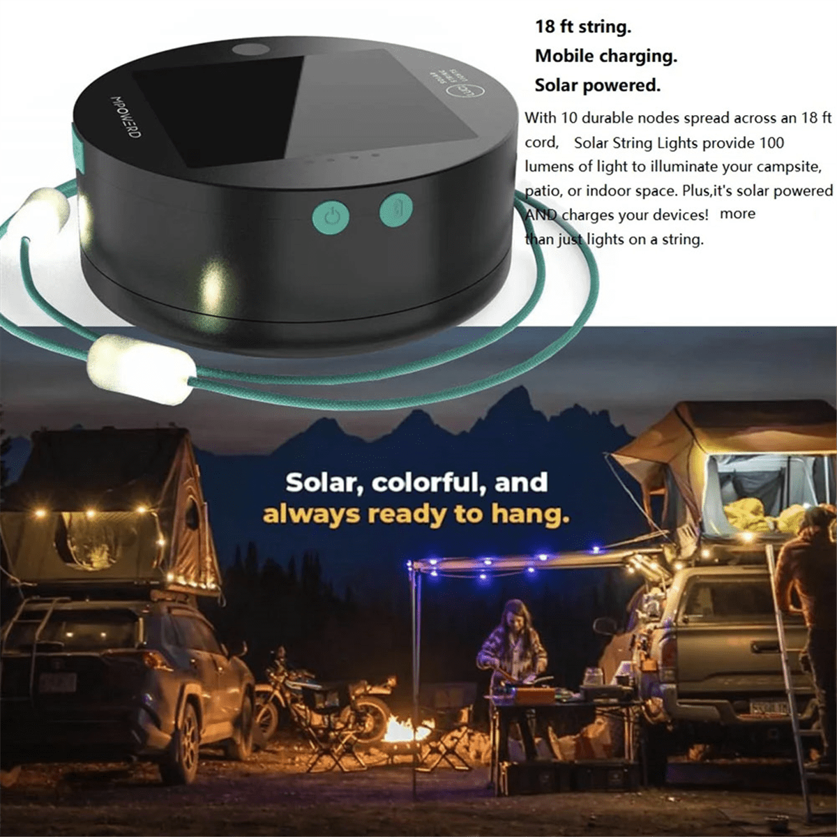 Outdoor Camping Light Solar String Lights LED Camping Lamp Phone Charger Outdoor Gadgets Camping Equipment
