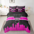 thumbnail image 2 of YST Ensemble de Douillette 7 Pcs pour Adolescentes Badminton, Rose Vif et Noir, Format Double, 2 of 4