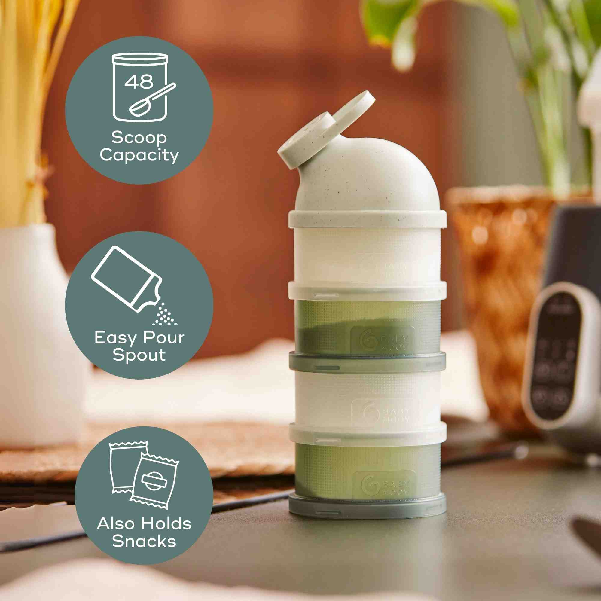 Babymoov Babydose Baby Formula Dispenser Container Mineral Green