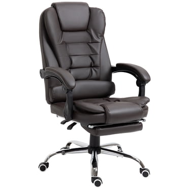 HOMCOM Chaise de Bureau Exécutive en Cuir PU Chaise Inclinable avec Accoudoirs Café
