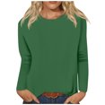 thumbnail image 1 of Yuyuzo Tuniques à Manches Longues pour Femmes, Col Rond, T-Shirts de Couleur Unie, Automne, Décontracté, T-Shirts Unis, 1 of 5